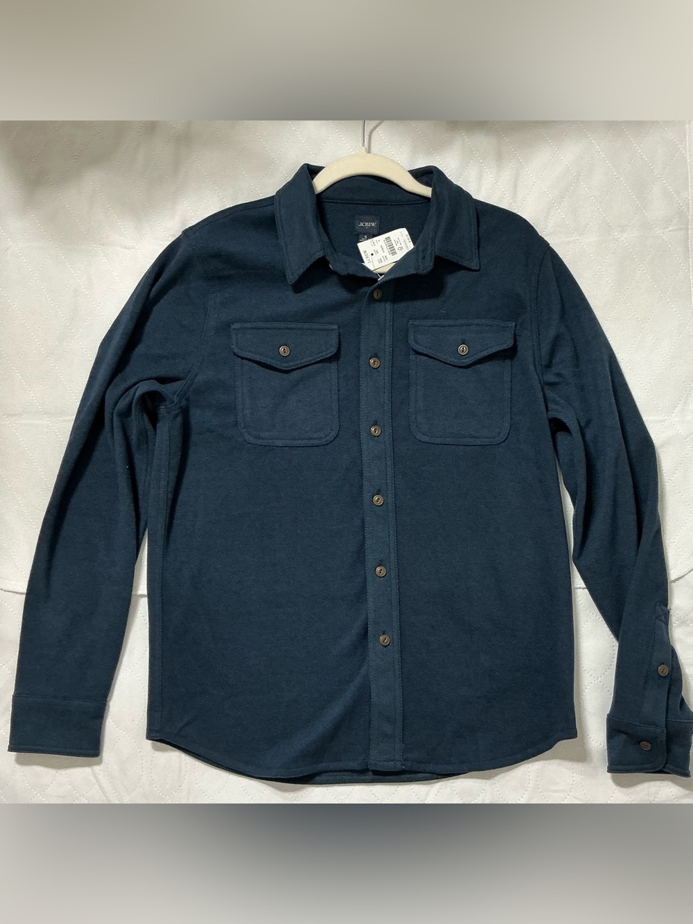 J. Crew Navy Long-Sleeve Button-Down Shirt with Chest Pockets